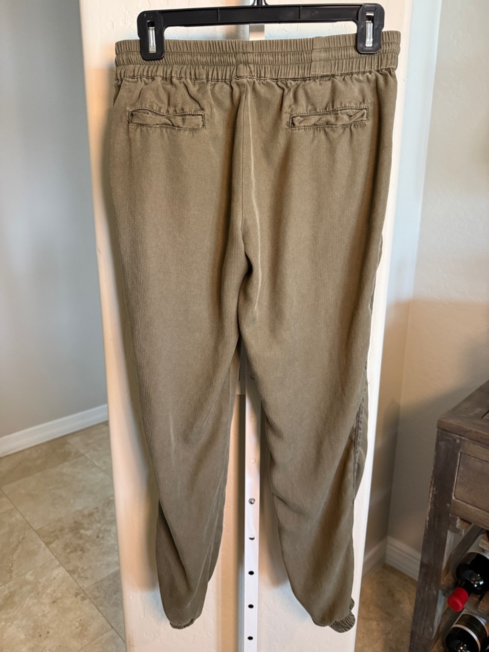 TENCIL Olive Green Drawstring Jogger Pants WITH POCKETS AND 2” waistband - Picture 4 of 7